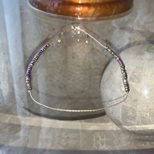 Gold and Iridescent Beaded Necklace